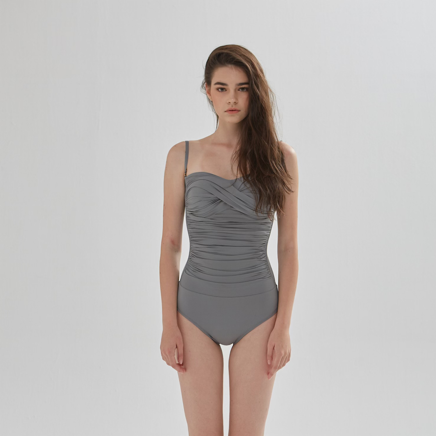 Corset One-Piece Dress Swimming Suit (Gray)