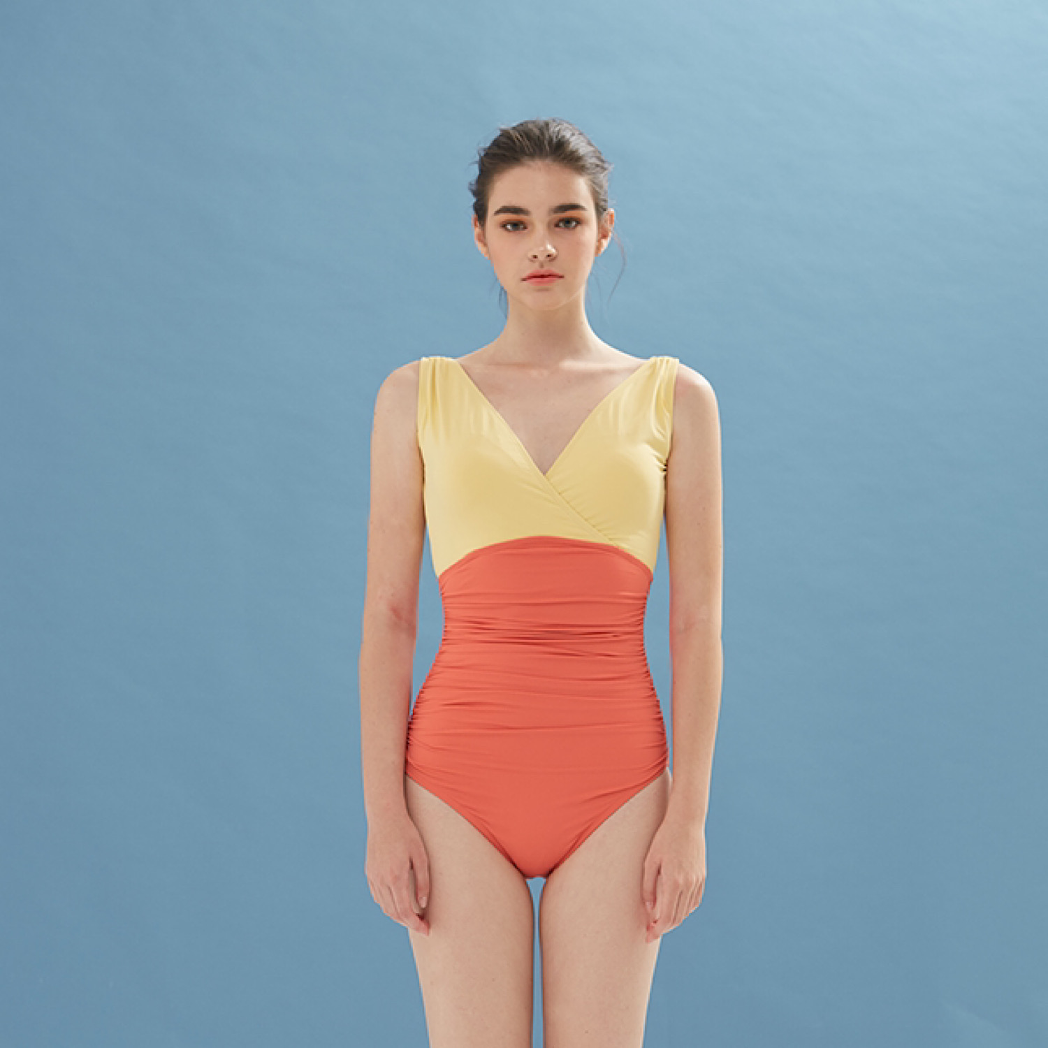 Cutting Dress Swimming Suit (Yellow/Corral)