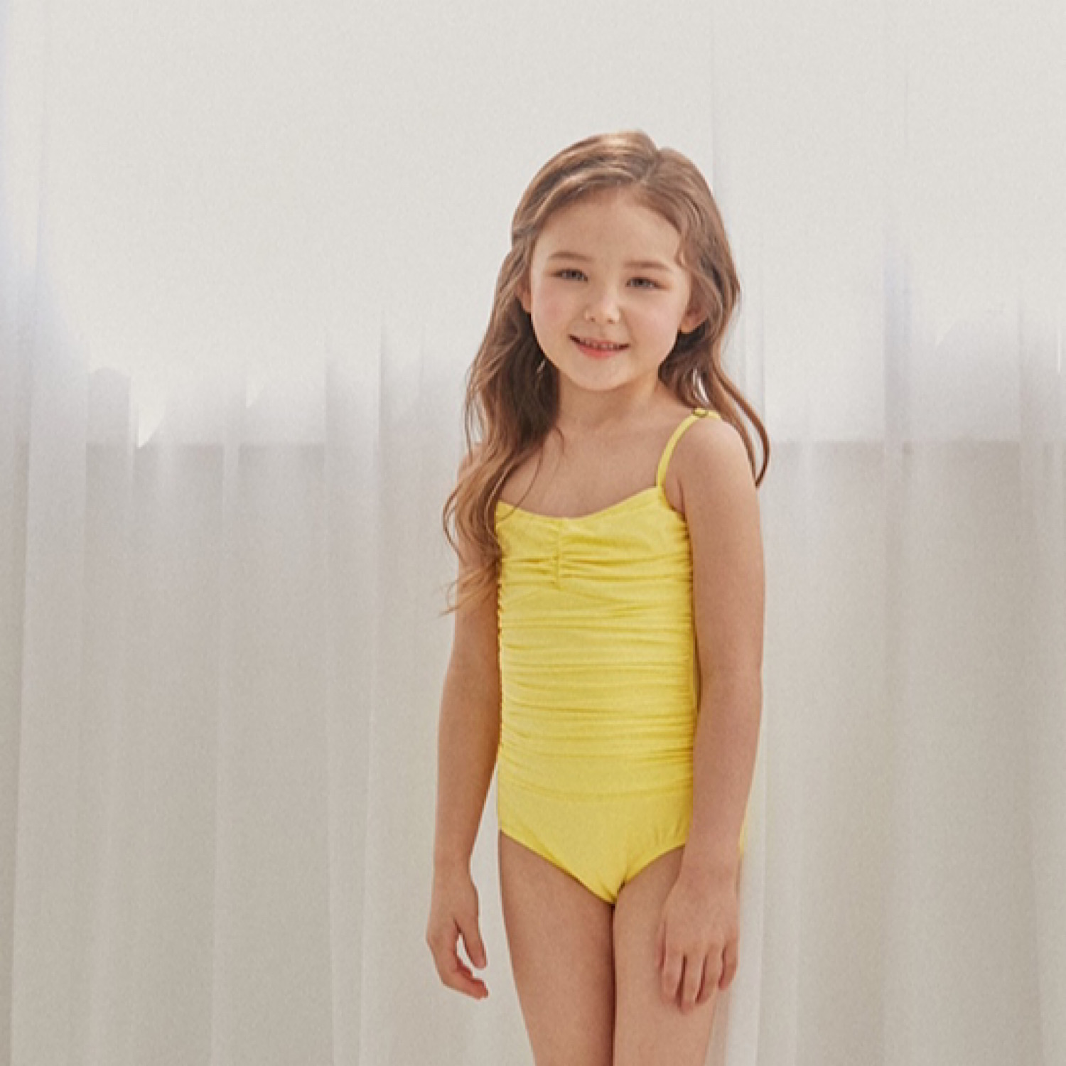 [Kids] Corset One-Piece Dress Swimsuit (Lemon)